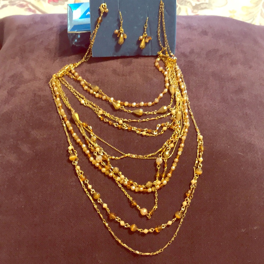 Avon Luxurious multi strand necklace earrings set